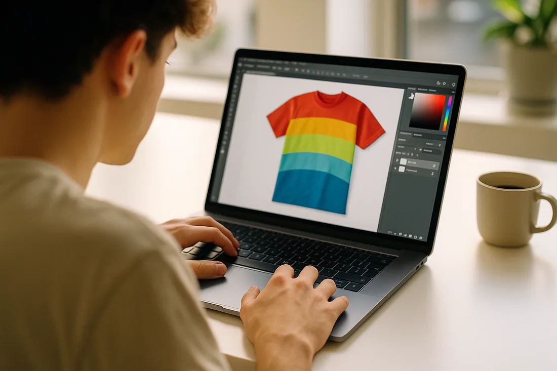 Designing a custom t-shirt online with the L1 Print design tool